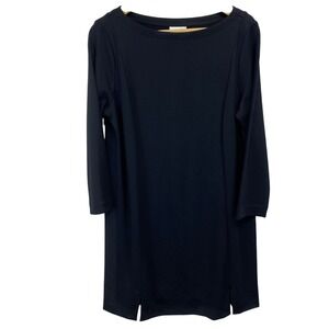 J Jill Ponte‎ Knit Boat Neck 3/4 Sleeve Shift Midi Dress Black M Casual Everyday